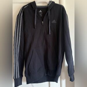 Adidas Men's Black and Gray Zip-Up Sweater